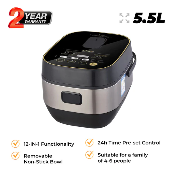 HANMAC 5.5L 12-IN-1 Multi-Functional Electric Cooker - Image 2