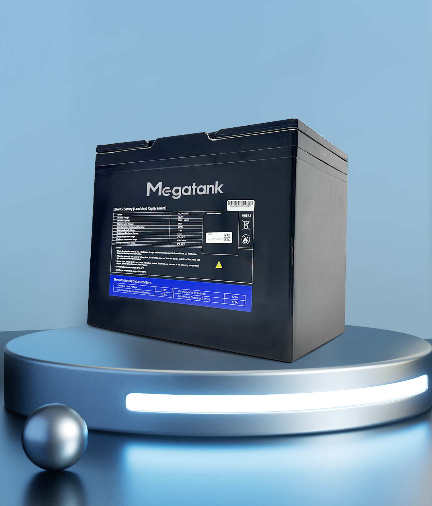 Megatank GLAR1210 BT 75ah/24V Solar Lithium Battery